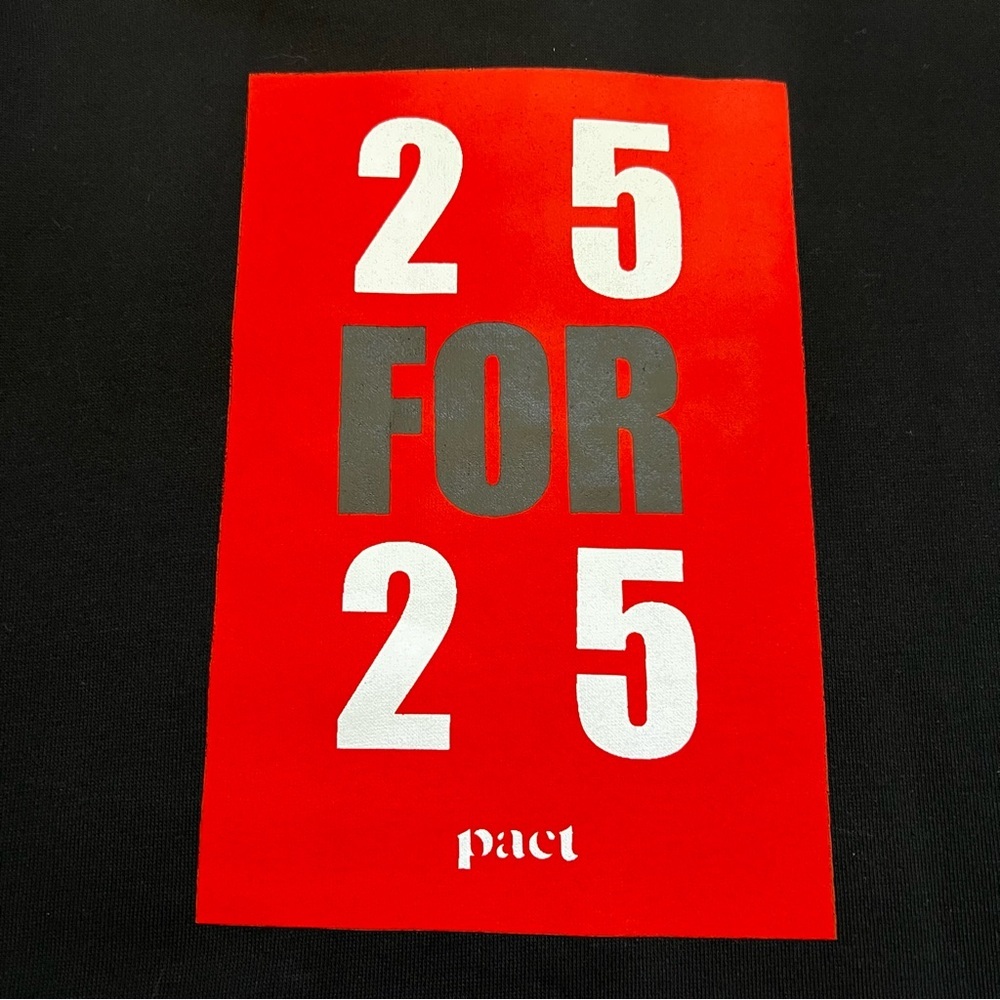 NWT Pact One for All Organic Cotton 25 for 25 Graphic Hoodie Black Unisex XS - Picture 6 of 16